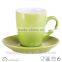 colorful two tone glaze ceramic cup and saucer