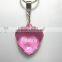 2015 China different color acrylic clear hanging decoration transparency heart with key ring