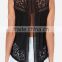 2015 wholesale low price sleeveless Sheer Lace Cutout open Split Back see through Top vest blouse