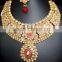 GOLD PLATED Polki Necklace Jhumka Chandelier EARRING Set