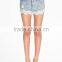 Latest Classic Stone Washed Denim Shorts Sexy Women Shorts With Lace Trim