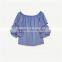 2017 OEM Spring Cute Pleated Vertical Stripes Off Shoulder Blouse