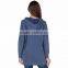 Navy Blue Soft Shell Plain No Pocket Hoodie for Women