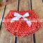 Cheap wholesale baby white dot ruffle bloomers with bowknot and headband