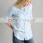 New Womens Latest Blouses Design Long Sleeve Cotton Blouses,Casual Light Blue Blouses with Button For Women