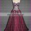 CE814 Exquisite Strapless Sexy Floor Length Dark Red Tulle Evening Gowns Dresses