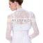 Stock Womens Ladies Long Sleeve Cropped White Lace Shrug Bolero BP000049-2