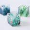 Holiday 6x6x6cm Square Cup Glass Candle With Rainforest Pattern Candle Holder