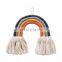 New launching macrame art children home decoration cotton rope hand made rainbow wall hanging