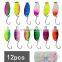 12pcs/set  colorful spoon lure kit with single hook metal bait fishing lure set