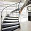 Luxury Prefabricated  Curved Tempered Glass Balustrade&Handrail Stairs Steel Spiral Staircase With Railings Kit