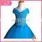 Over shoulder halloween cosplay blue dresses for girls
