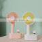 Outdoor Home Small Table Fan Battery Powered Electronic Fan Rechargeable Desktop Led Warm Night Light Portable USB Mini Fan