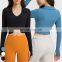 Sportswear T Shirt Custom Crop Tops Running Workout Quick Dry Shirts Fitness Top Long Sleeve Ribbed Seamless Yoga Shirt Women