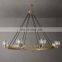 Modern Round Brass Hanging Dining Room Living Room Blown Glass Chandelier