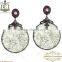 White Agate Gemstone Carved Earrings, Silver Gemstone Earrings, Diamond Round Dangle Earrings, 925 Silver Earrings Supplier