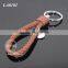 Hot Sale Manual Hand Braided Rope Silver Round Metal Tag Braided Leather Cord Brown Leather Straps Keychain With Braid Leather