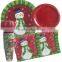 Christmas Snowman Disposable and Holiday Party Snowman Dinner Plates Dessert Plates Paper Cups Paper Napkins Spoons Forks Knives