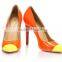 Hot ! orange color pumps heels shoes leather shoes for women