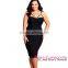 Wholesale New Design Women Pretty Blue Sexy Plus Size Pencil Dress With Crochet Bodice
