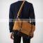 Custom waxed canvas mens laptop messenger bags with leather trim