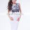 Popular Design Sleeveless Midi Dress with Contrast Lace Overlay XXL Size Women Casual Dress