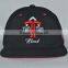 Guangzhou hat factory professional custom 100% wicking performance polyester/black/embroidery logo/flat brim hat