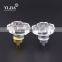 1 1/2 inch clear zinc base chrome plated flower shape glass knob