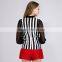 PRETTY STEPS 2016 high end fashionable black and white svertical striped blouse shirts for women