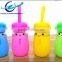 Hot Sale Cartoon Glass Water Bottle Mini Big Bai Silicone Cup Sleeve
