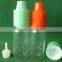 5ml 10ml PET clear brown E cigarette medicine juice liquid plastic dropper bottle with long thin tip and childproof cap