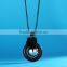 Silver Ball Wood Hoop Pompon Pendant Necklace Korea Retro Long Sweater Necklace Autumn Geometric Necklace