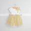 R&H New Girls Dress Floral Bow 100% Cotton Party Birthday Children Clothes tutu Lace Bow Flower Floral Dress chiffon dress