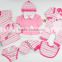 Baby Pink 100% Cotton 8 Pcs Clothing Gift Set 8TB1-116 Newborn Baby Gift Set With Hanger Package