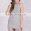 Elegant gray sleeveless knitted casual dress Women evening party sexy bodycon dress Girls Summer short dress