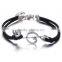 2PCs Silver Skull Music Note Faux Suede Leather Cord Charm Bracelets