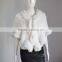 SJ1004 Natural White Fashion Falbala Big Size Rabbit Fur Capes for Girls Free Size