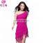 L-7007 Sexy single shoulder peformance fringe women latin dance dress