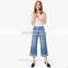 2017 High Rise Wide Leg High-waisted Customized Women Ladies Girl Cotton Denim jeans From China factory