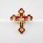 Gold Plated Red Religious Metal Cross Brooches Lapel Pin