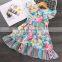 Baby Girls Summer Dress Fashion Fly Sleeve Flower Pattern Print Girls Dress Boutique Children Clothes Kids Party Dress