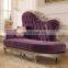 Purple Italian antique luxury 1+3+chaise velvet cover living room sofa sets wooden furniture