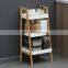 Bamboo Ladder Shelf 3-Tier Bamboo  Bookshelf Storage Rack Book Ladder Shelf for Living Room, Kitchen, Bathroom