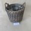 Small Round Shape Flower Pot Portable Willow Storage Basket with Ears