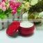 Small red travel tin candle/scented tin candle with red metal lid