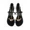Ankle sandals women flat shoes fish bone silver chain flat sandals flat strap sandals