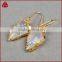 Wholesale natural amethyst rose quartz arrowhead earrings 24k gold dipped electroplated tiny stone earrings