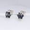 New Design 925 Sterling Silver Micro Pave Black CZ Tiny Stud Earring