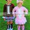 new coming long sleeve fall boutique tripple lace ruffle girl football outfits