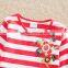 (LH5908) 4-8Y nova kids wear red Neat new girl dresses striped fancy dresses latest cotton frock designs kids embroidery dress